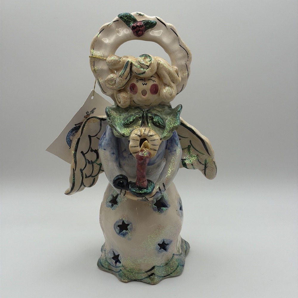 y2k Heather Goldminc Blue Sky angel tea light 2000 With Tag!